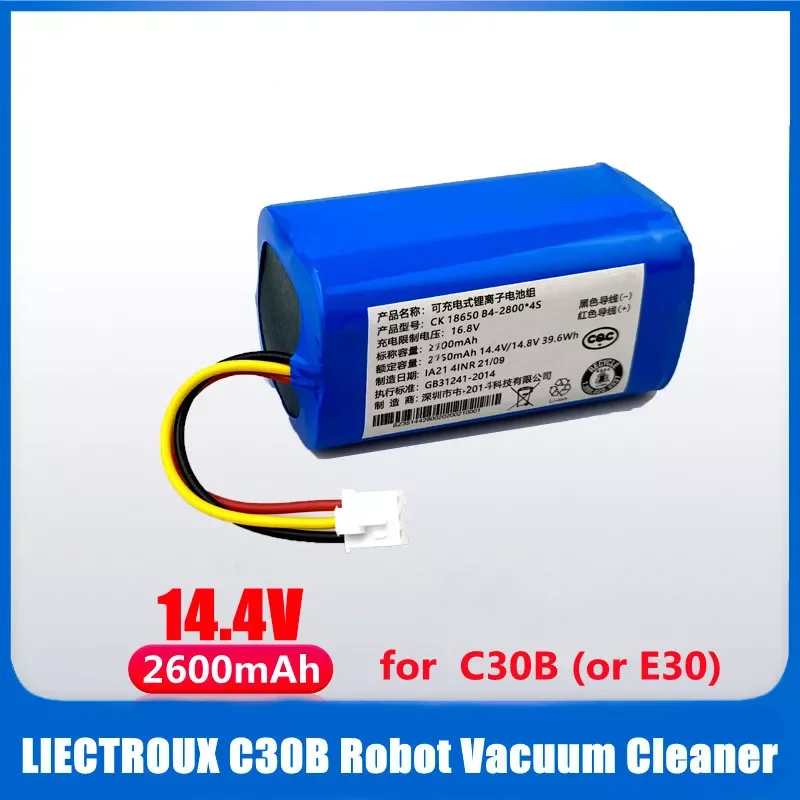 

2023NEW (для C30B) 14,4 v батарея для робота-пылесоса LIECTROUX C30B E30, 2600 мАч; Литиевый элемент, детали инструмента для очистки