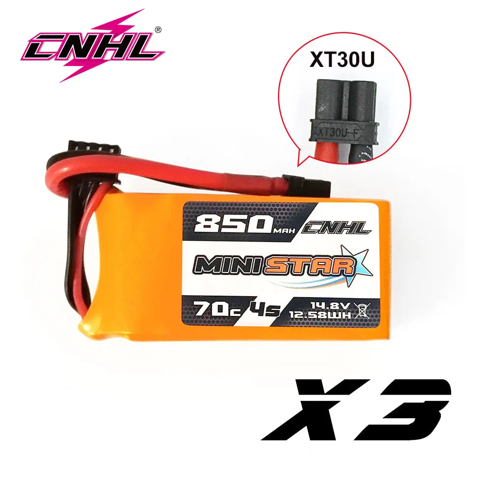 

3 шт. CNHL 14,8 V 4S Lipo батарея 850mAh 70C системный блок с разъемом XT30 для RC FPV гоночного дрона мини квадрокоптера самолета хобби часть