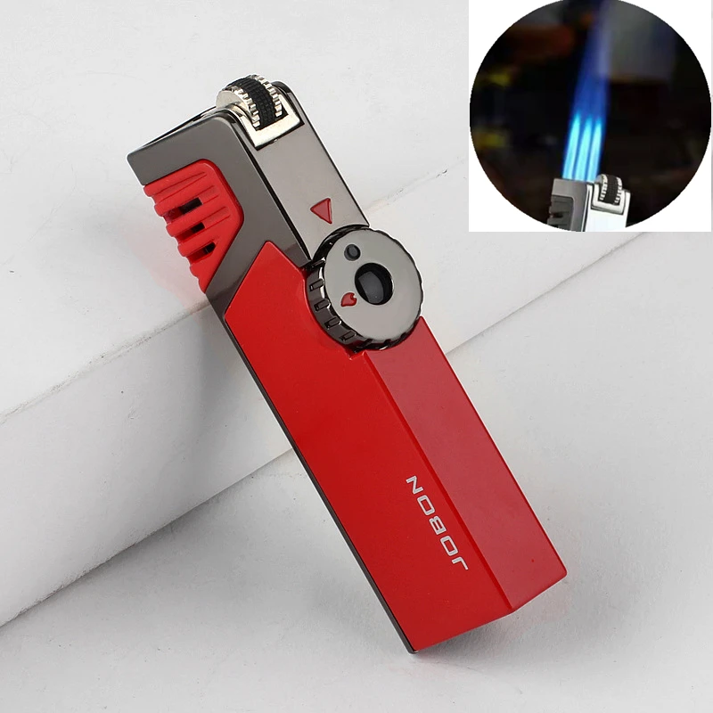 

New Metal Jet Electronic Gas Lighter Three Torch Lighter For Cigar Pipe Powerful Windproof Spray Gun Metal Gadgets For Man