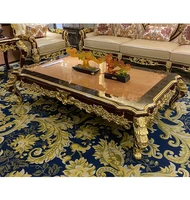 european style solid wood tea table pasted with wooden skin rectangular large tea table luxury high grade villa living room furn