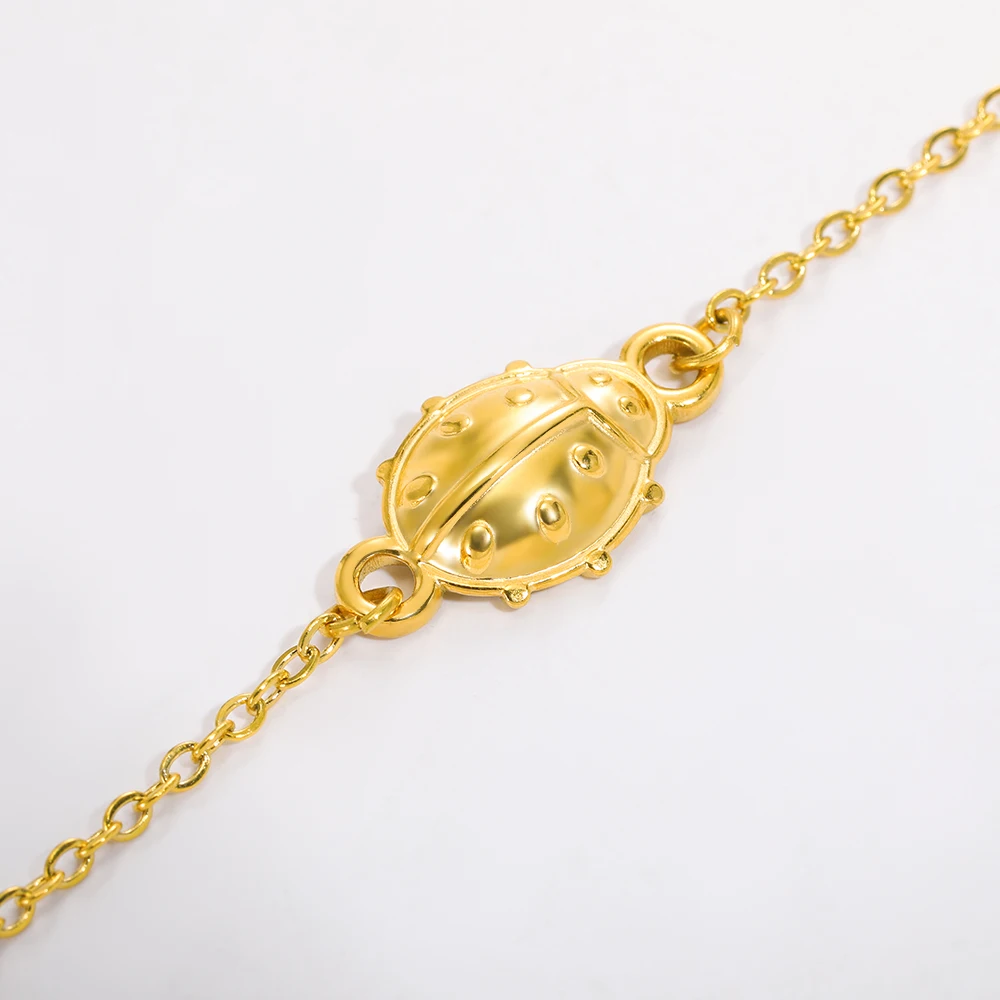 

Gold Color Ladybird Bracelet For Women Coccinella Septempunctata Stainless Steel Hand Bracelets Insect Wrist Jewelry Accessories