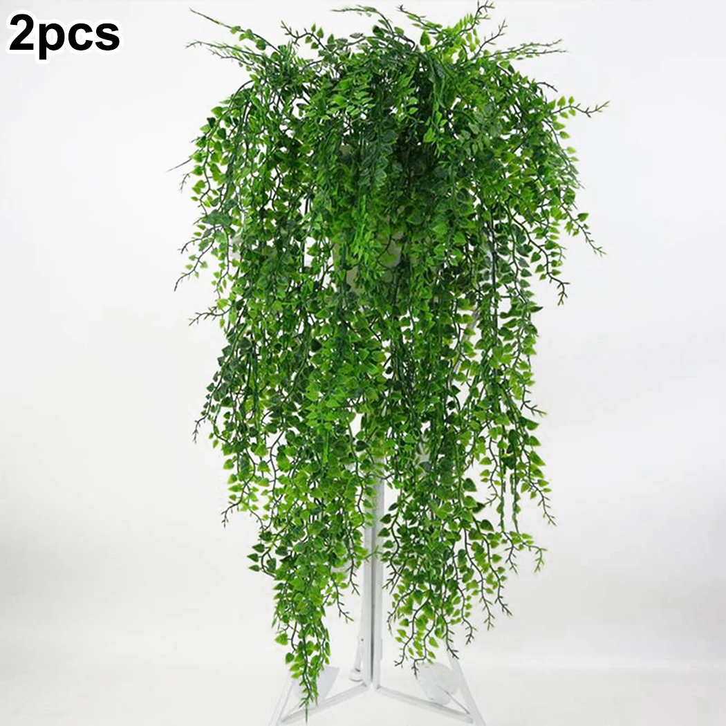 

2pc Artificial Hanging Plant Fake Vine Ivy Leaf Hanging Rattan For Party Wedding Garden Home Balcony Wall Decor Flower Basket