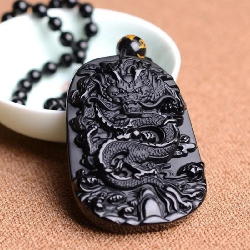 Vintage Obsidian Carved Fox Amulet Pendant Bead Chain Necklace Unisex Universal Jewelry Gift Necklace for Women 2022 images - 6