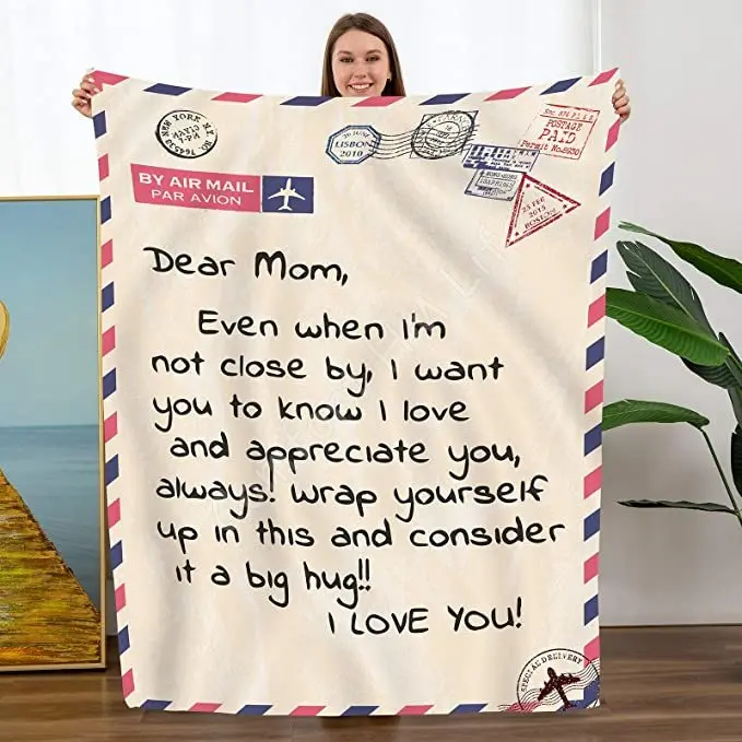 

Thin Blanket To My Mom From Daughter Son Fleece Blanket Throw Soft Cozy Warm Sofa Nap Knee Quilt for Birthday Mother's Day Gifts