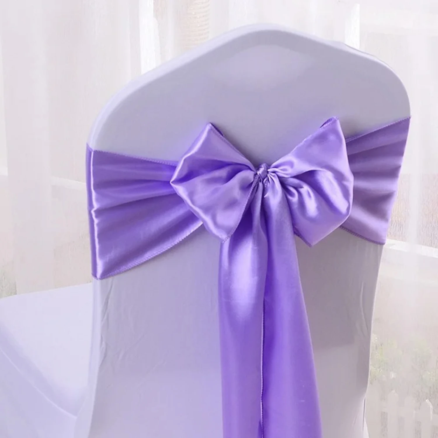 25шт. Satynowe kokardka na krzesło szarfy Wedding Chair Garden Wstążki do domu Butterflyki imprezę Hotelowe Decacj