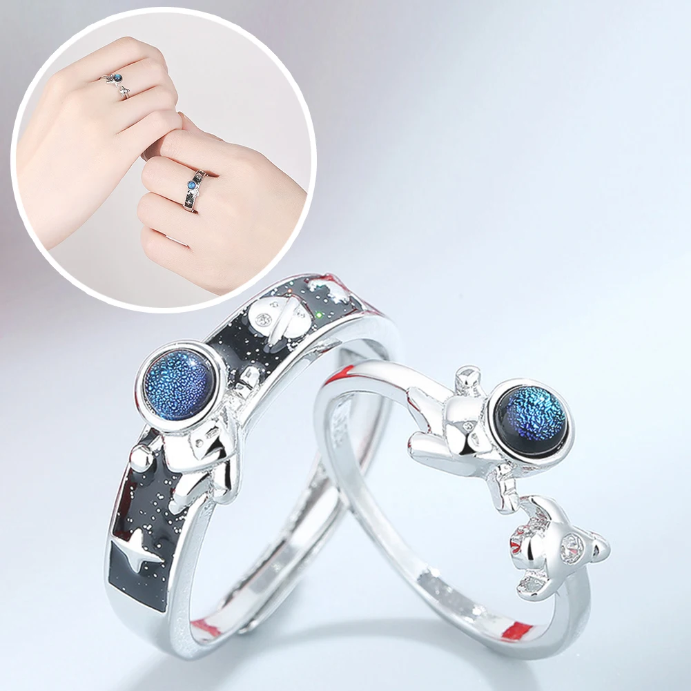 

Creative Astronaut Open Lover Fashion Rings Personality Romantic Men Women Couple Jewelry Couples Rings Gift Wholesale