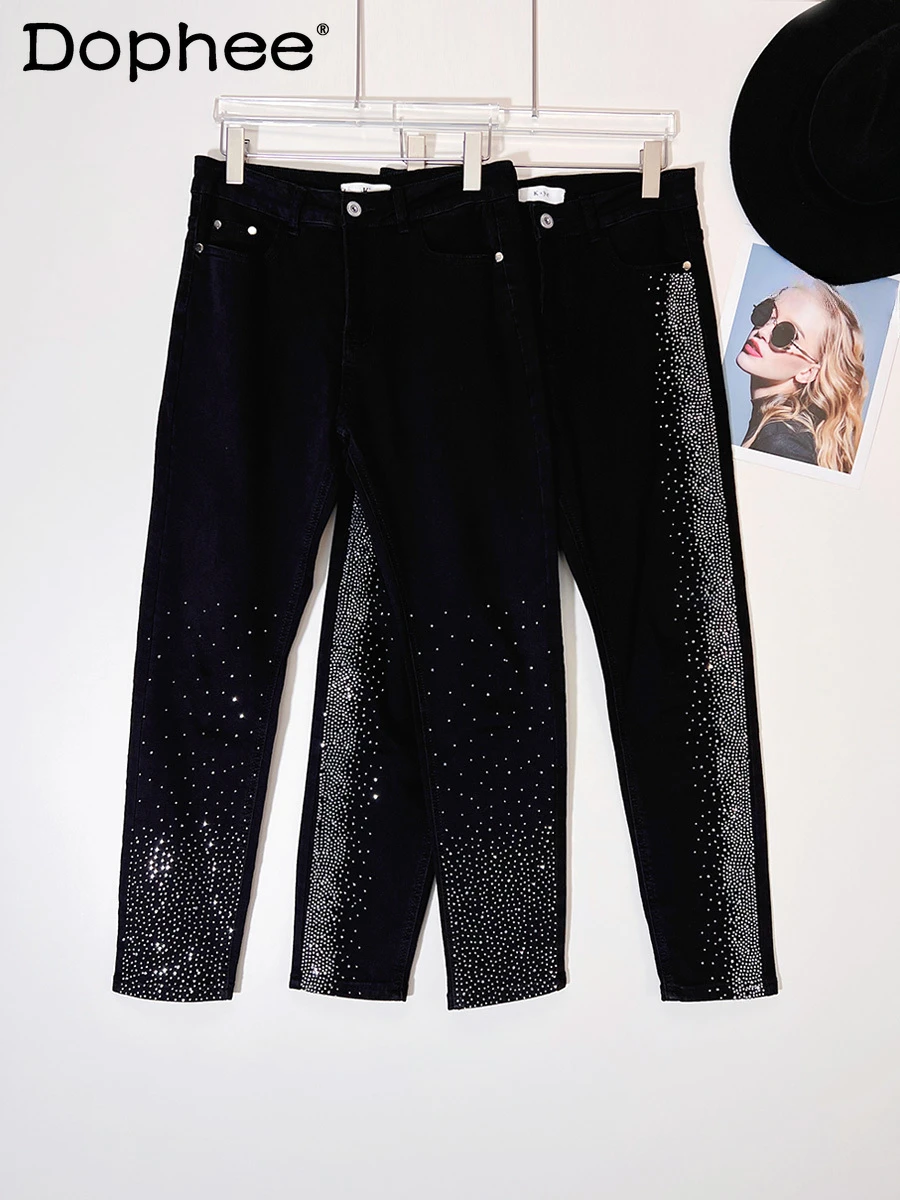 Осень-зима 2024 мужские красивые индивидуальные черные джинсы модные новые