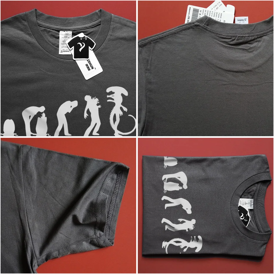 Футболка мужская с принтом Эволюция инопланетянина 100% хлопок 140-A - купить по