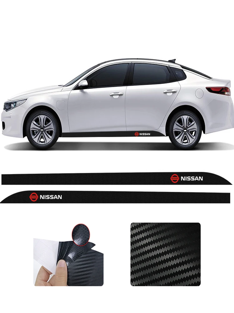 

2PCS Car Door Side Skirt Stripes Stickers Auto Body Side Stripes Decals for Nissan Qashqai X J10 J11 Trail Tiida Teana Skyline