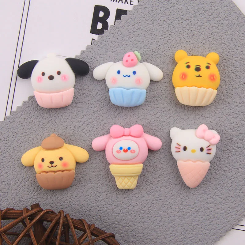 

10 шт. кавайный Sanrio Diy полимерный аксессуар Mymelody Cinnamoroll милый аниме полимерный чехол для ногтей украшение для волос животных оптовая продажа ...
