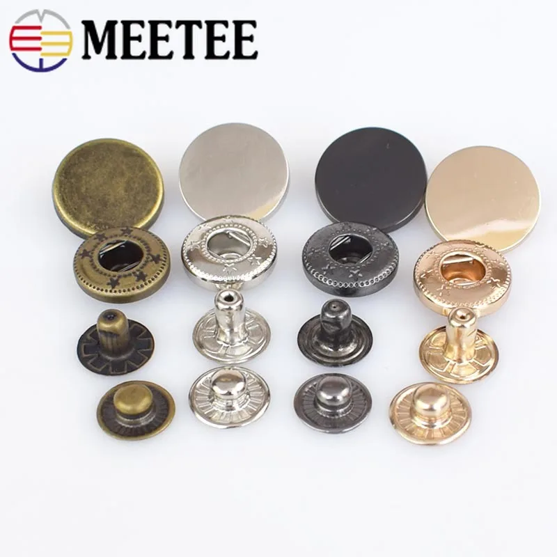 Meetee 30Sets 12/15/17mm Metal Snap Button Men Suits Jacket Buttons Clothing Coat Press Stud 12mm 15mm 17mm D3-8+ | Дом и сад