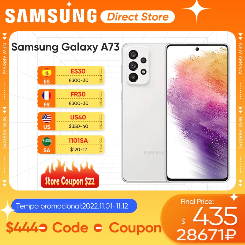 Ceny Samsung Galaxy A73 A736BDS 5G Smartfon Snapdragon 778G 120Hz Super AMOLED Plus 5000mAh Bateria 108MP Quad Aparaty Telefon Komórkowy Tanie Samsung Galaxy A73 A736BDS 5G Smartfon Snapdragon 778G 120Hz Super AMOLED Plus 5000mAh Bateria 108MP Quad Aparaty Telefon Komórkowy