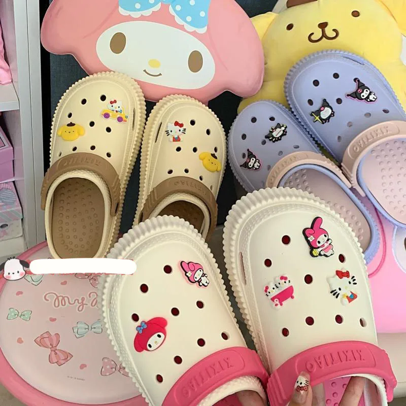 

Hellokitty Sanrio Kawali Kuromi My Melody Pompompurin тапочки домашняя обувь пляжная обувь Нескользящая Удобная Аниме подарок для девочек