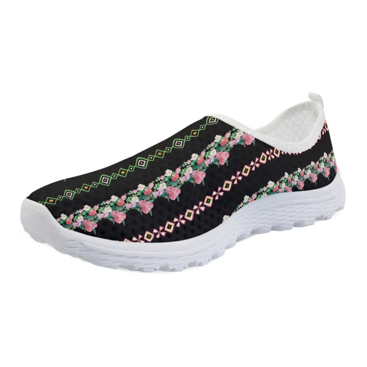 Nopersonality Floral Mosaic Sports Shoes Tribal Cultural Design Women's Mesh Shoe Flat Bottom Breathable Spring Summer New