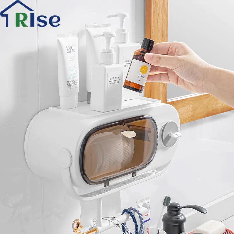 

Toilet Tissue Box Punch-free Wall-mounted Waterproof Roll Paper Holder Radio Net Red Toilet Paper Box Durable Bathroom Shelf