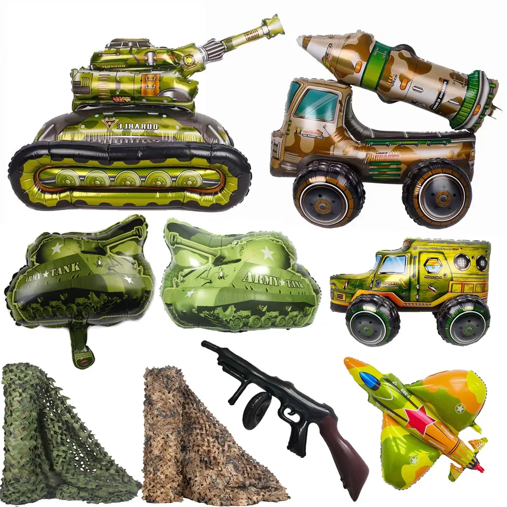 

Camo Latex Balloons Military Themed Fighter Tank Police Helium Balloon Party Supplies Boys Birthday Decorations