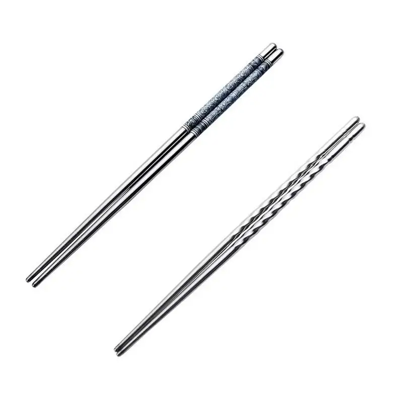 

Kitchen Stainless Steel Chopsticks Reusable Cooking Threaded Chopsticks For Hot Pot Frying Noodles Cooking Supplies For Home