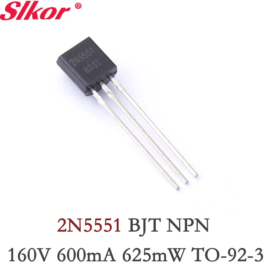 

10PCS Original 2N5551 BJT NPN 160V 600mA 625mW TO-92-3 Transistor set kit bipolar