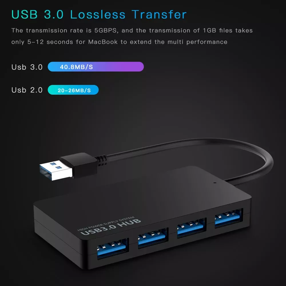 Original  HUB USB 3.0 4 Ports Adapter Splitter USB C HUB Splitter For mac macbook air m1  MacBook PS3 Xb PC Laptop accessories