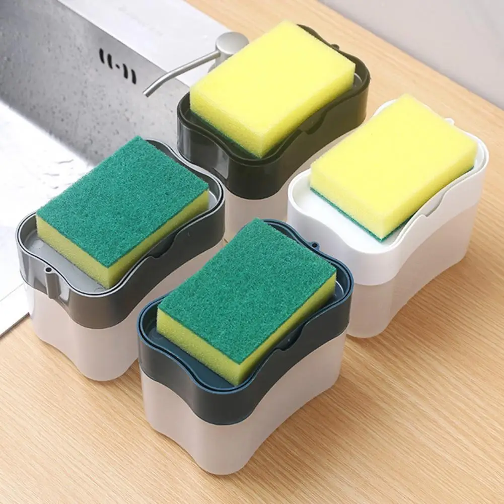 

Dish Brush Dispenser Wide Mouth Quick Foaming Automatic Liquid Filling Push Type Detergent Dispenser with Brush Kitchen Tool