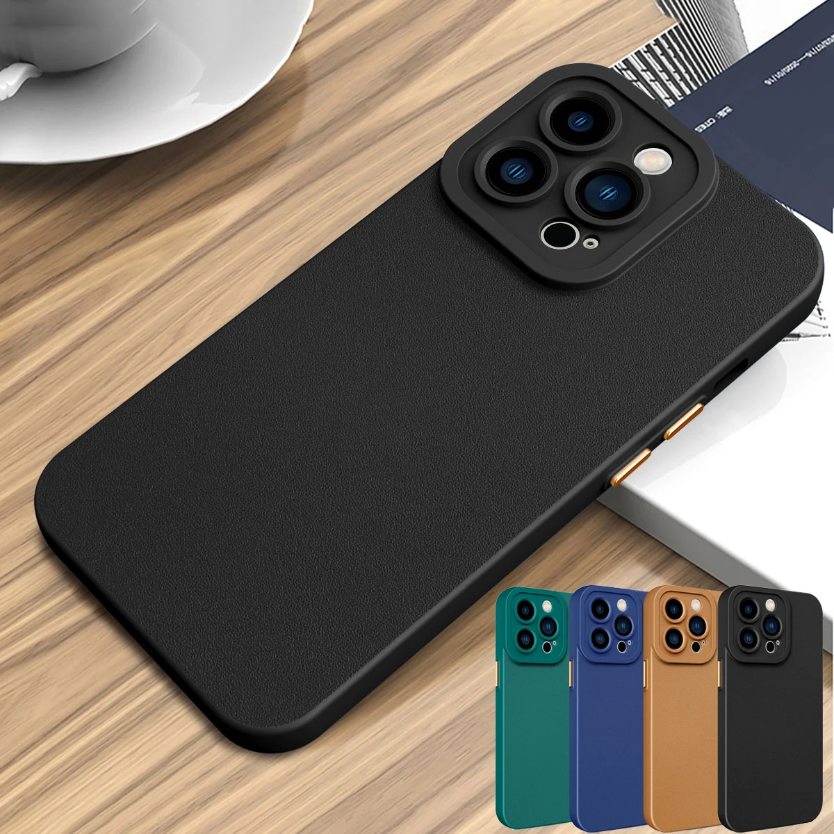 

Slim PU Leather Shockproof Phone Case For iPhone 13 Pro Max 12 11 XR XS Soft Protective Thin Skin Back Cover Anti Scratch