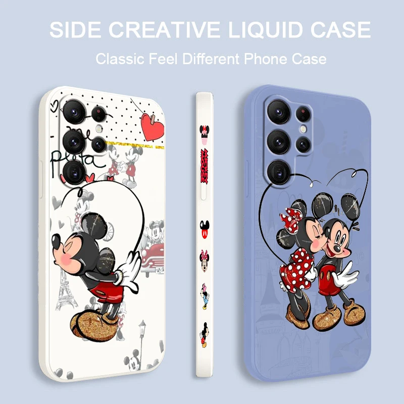 

Liquid Left Rope Cover Pink Disney Minnie Mickey For Samsung Galaxy S23 S22 S21 S20 FE S10 Plus Lite Ultra 5G Phone Case