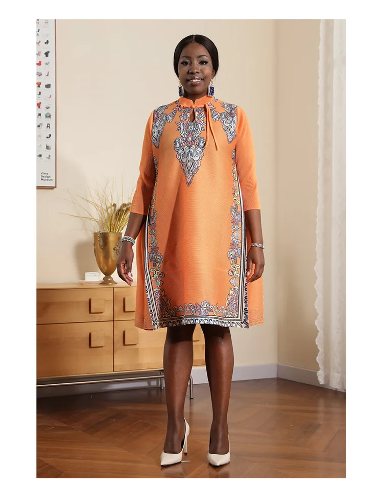 Женское платье с принтом GGHK Miyake в стиле кантри яркое китайском 2023