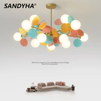 SANDYHA Modern Luxury Ball LED Chandeliers Children's Living Dining Room Home Decore Sets Ceiling Illuminator  Pendent Lightings