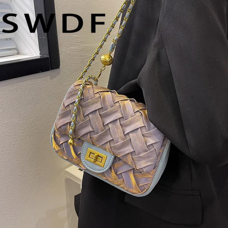 

Weave Small Soft Fabric Crossbody Bags for Women 2022 Brand Trendy Summer Fashion Brand Designer Evening Shoulder Bag Han