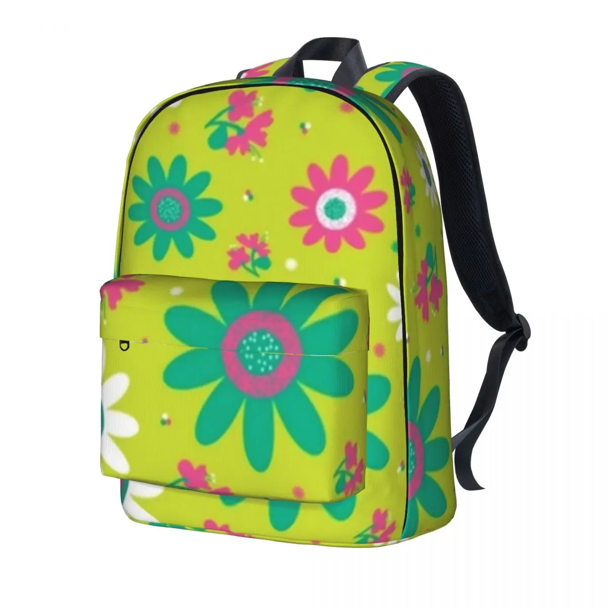 

Retro Peace 60s Backpack Sunflower Floral Print Workout Backpacks Youth Design Large High School Bags Cute Rucksack