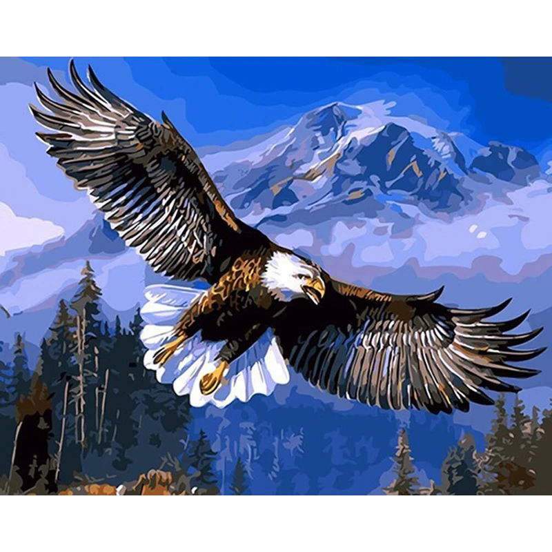 

Painting By Numbers DIY Dropshipping 40x50 50x65cm Mountain flying eagle Animal Canvas Wedding Decoration Art picture Gift