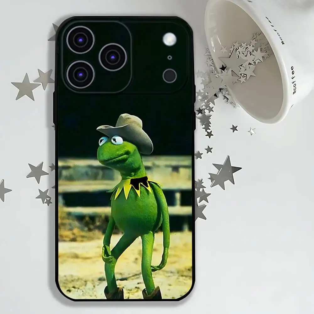 Фото Черный мягкий чехол K-Kermit the frog для iPhone 17, 13, 14, 15, 11, 16, 12 Pro Max Pro Max Plus E Air Mini, чехол для телефона №3