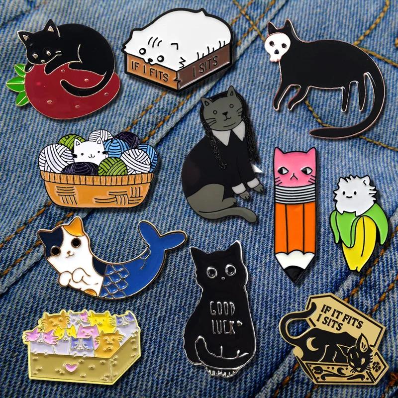 

Selling fashion personality cartoon cat drip brooch to cowboy micro chapter of pet animals jacket female