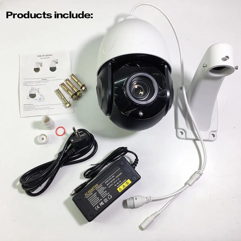 Скоростная купольная IP-камера видеонаблюдения 4K 8 Мп 4 МП PoE PTZ 30-кратный зум ИК 80 м