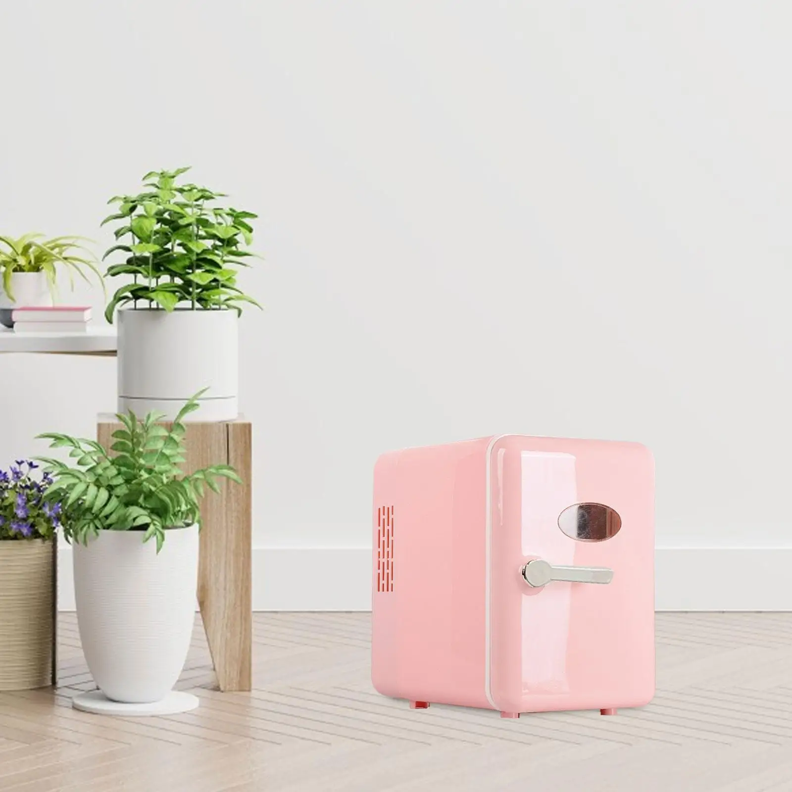 

Electric Mini Cooler 6 Liters Compact Fridge UK 220V Pink 9.5x9x6.7inch Adjustable Temperature Cute for Makeup, Beverage, Travel