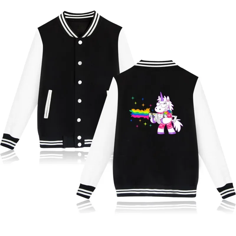 Бейсбольная куртка Luckyfridayf с единорогом Забавный мультяшный принт зимняя