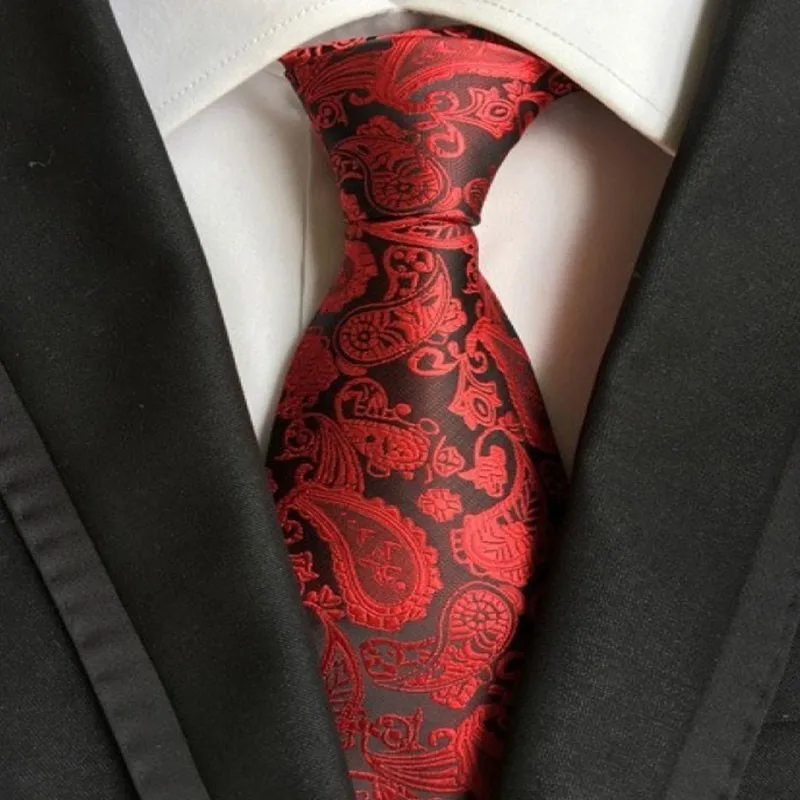 

2/1pcs Ties Men Fashion Tie 8cm Red Necktie Silk Neck Tie For Men Paisley Floral Bowtie Wedding