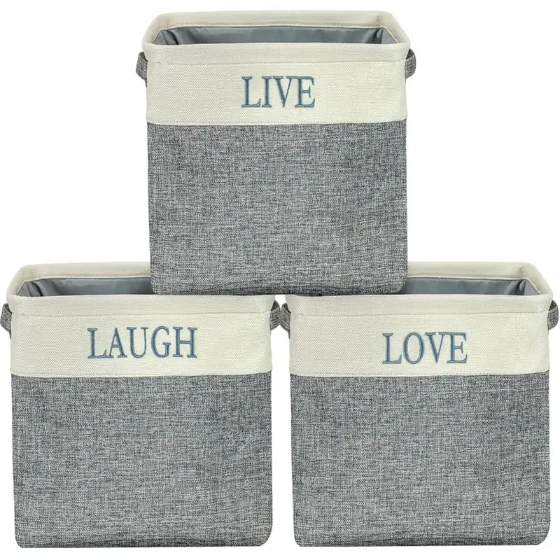 

Twill Storage Fabric Basket Set - 3 Pack, (Love, Live,Laugh) Foldable basket Cesta de almacenamiento Wicker basket Woven trash c