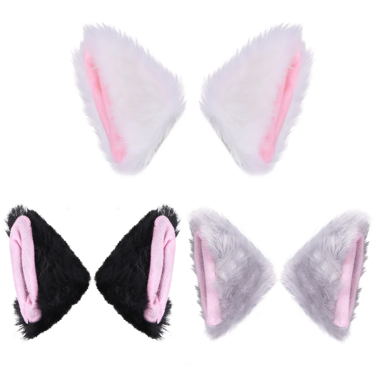 

6 шт. заколка для волос, Плюшевые Пушистые уши, заколка для волос для костюма, костюма, вечеринки, сувениры, фото реквизит (черный, серый)