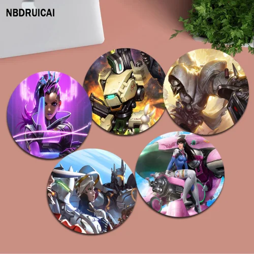 Круглый игровой коврик для мыши Overwatch, 22x22 см