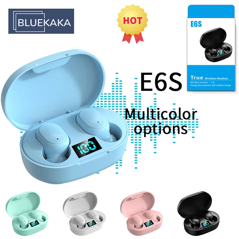 

E6S A6S TWS Wireless Earphones HIFI Mini Bluetooth 5.0 Double Earbuds LED Power Display Charging Case With Mic For iPhone Xiaomi