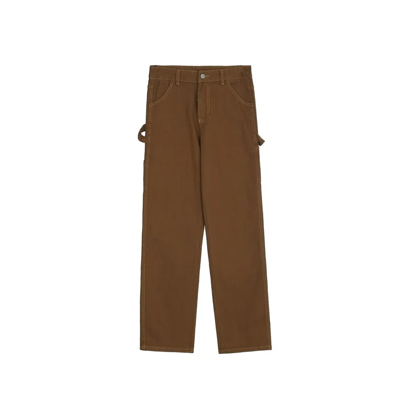 

Men Clothing 2022 American Tide Brand Street Solid Color Men's Pants Theme Design Loose Straight Denim Trousers