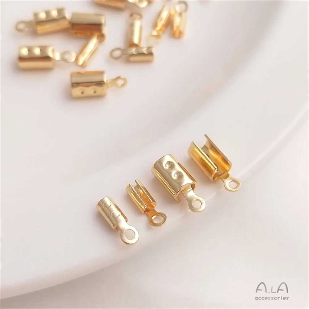 14K Gold Filled Plated Accessories Round clip piece leather rope Round rope Milan wire connection end buckle DIY material