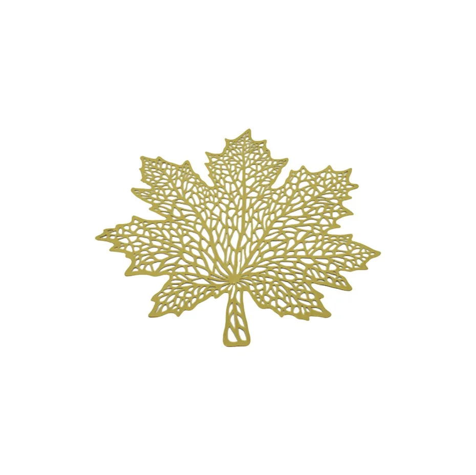 

2 Pcs Leaves Of The Gradient Pad PVC Bronzing Hollow Insulation Pad Hotel Maple Decorative Mat Tea Table Table Coffee Cover