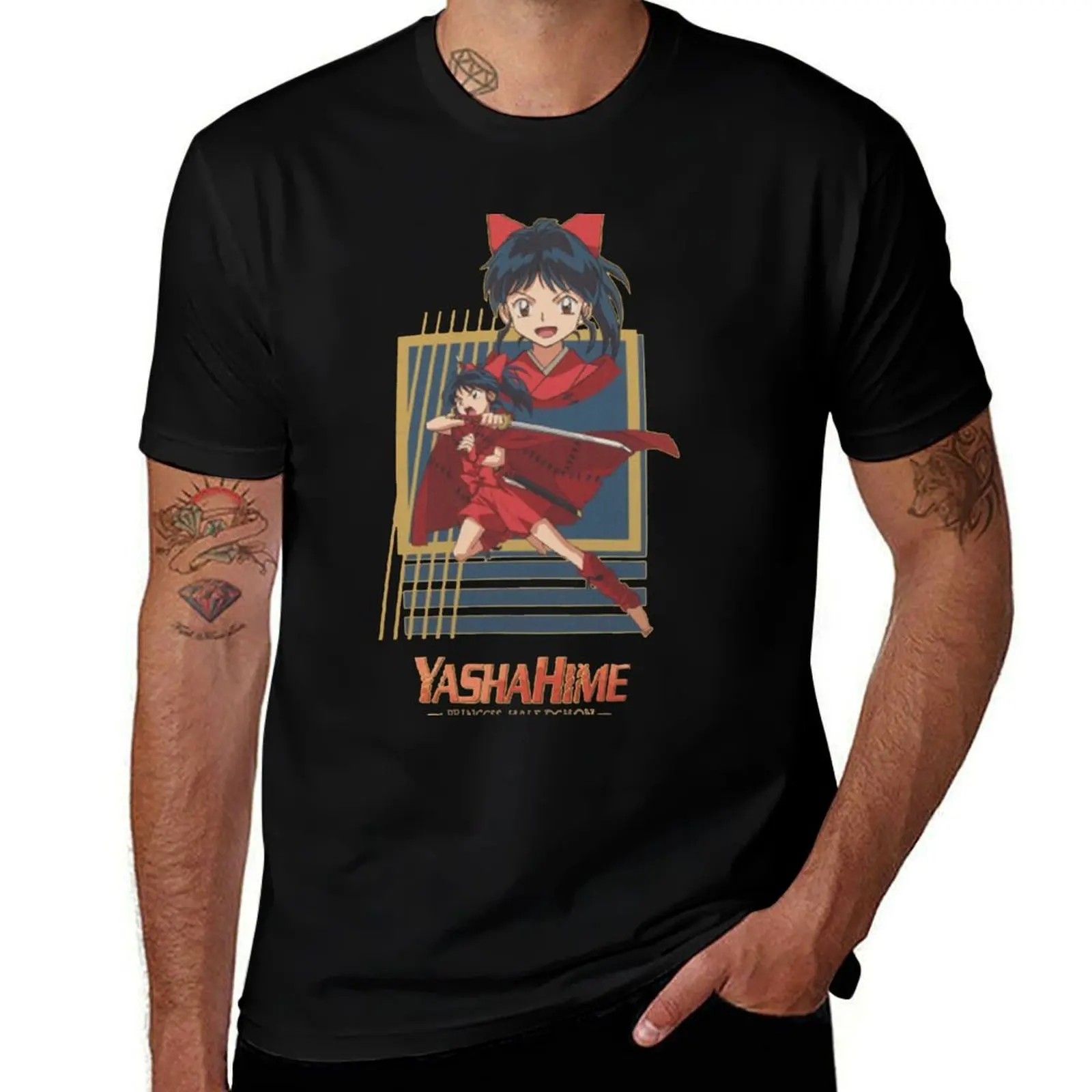 Фото Футболка Yashahime Princess Half Demon, базовая модель с коротким рукавом, из смесового хлопка. №1