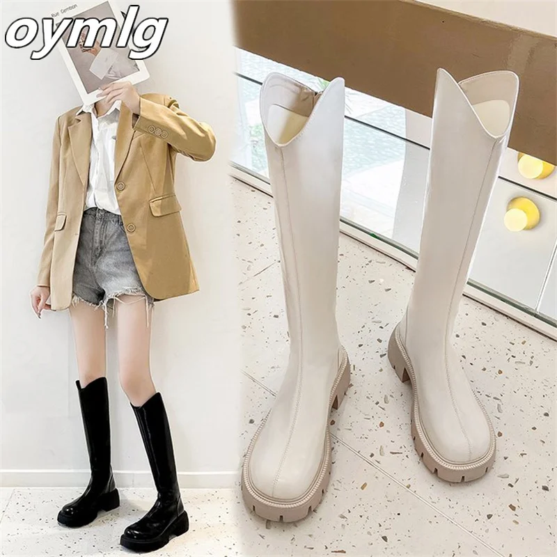 

2022 new thick-heeled round-toe thick-soled high boots boots women's winter knight western boots waterproof platform zipper