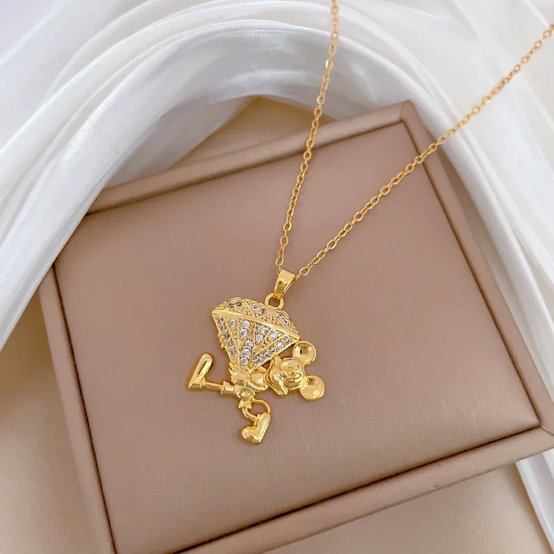 Ожерелье с кулоном Микки и Минни из нержавеющей стали