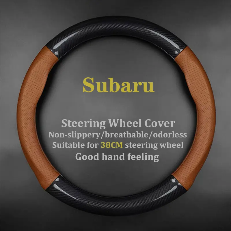 

For Subaru Car Steering Wheel Cover Leather Carbon Fiber Fit Forester Impreza Outback Legacy XV WRX STI BRZ Ascent