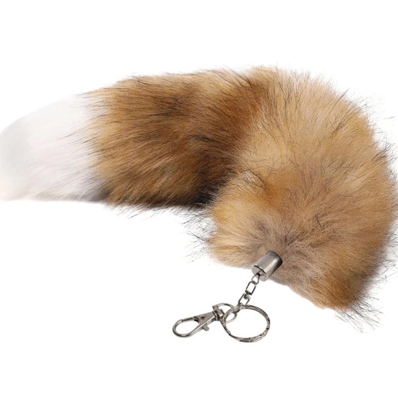 Лисий мех хвост с кисточками брелок для ключей модный кулон подвеска автомобиля