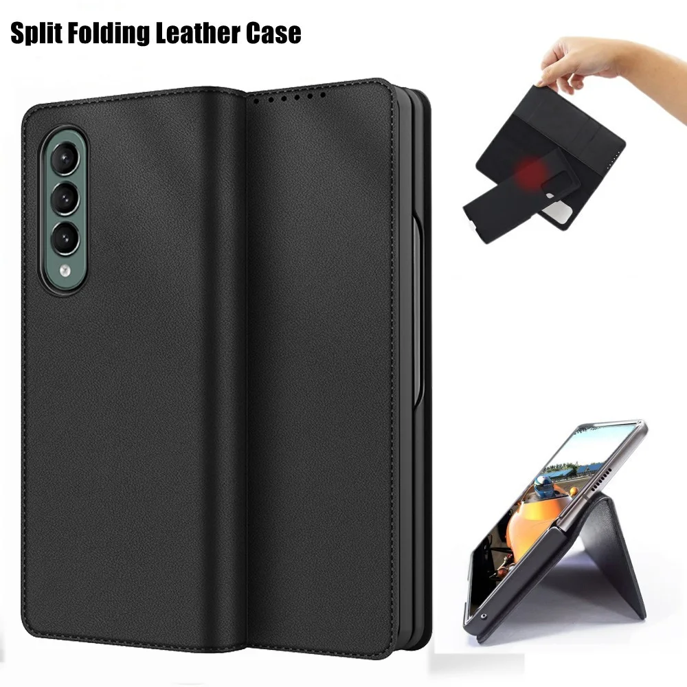 

Luxury Leather Card Slot Cover For Samsung Galaxy Z Fold 3 5G Magnetic Flip Wallet Split Folding Anti-knock Armor Case